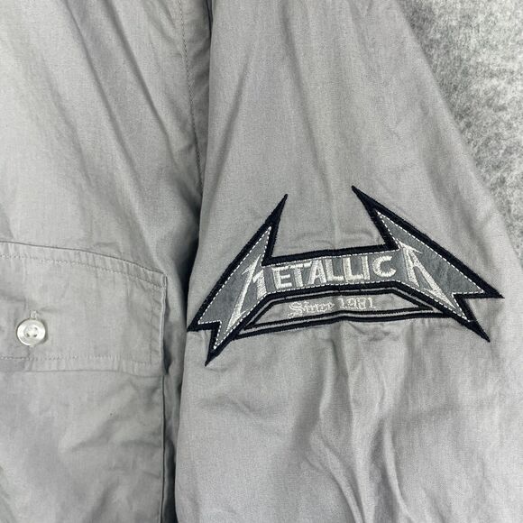 Vintage Metallica Shirt Mens Medium Large Gray Black Button Up Long Sleeve Rare - Picture 9 of 13
